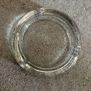 Vintage Heavy Clear Glass 5 1/2” Cigarette Ash Tray